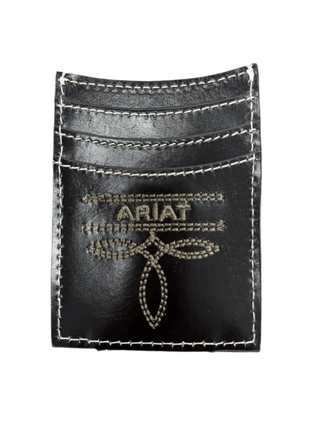 Ariat Men’s Card Case Wallet – Leather with Basket Weave, Sunburst & Filigree Money Clip - Cowboy SwaggerAriat Men’s Card Case Wallet – Leather with Basket Weave, Sunburst & Filigree Money ClipWallets & Money Clips