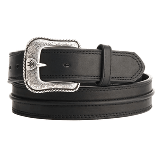 Ariat Men’s Center Bump Black Leather Belt – Removable Silver Buckle – A1019401 - Cowboy SwaggerAriat Men’s Center Bump Black Leather Belt – Removable Silver Buckle – A1019401