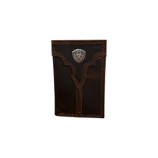 Ariat Men's Center Bump Shield Logo Trifold Wallet - Cowboy SwaggerAriat Men's Center Bump Shield Logo Trifold WalletWallets & Money Clips