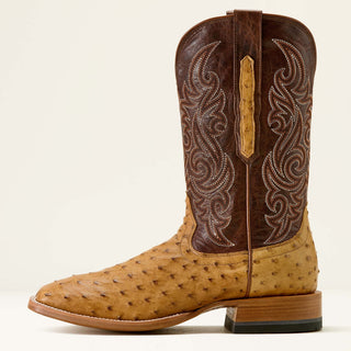 Ariat Men’s Classic Cash Boot – Tan Full Quill Ostrich & Hickory Smoke (10063774)