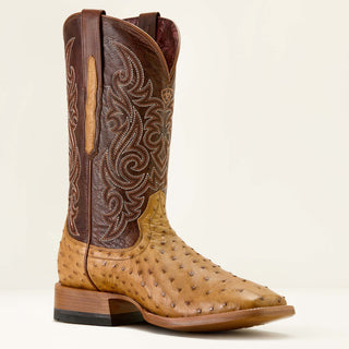 Ariat Men’s Classic Cash Boot – Tan Full Quill Ostrich & Hickory Smoke (10063774)