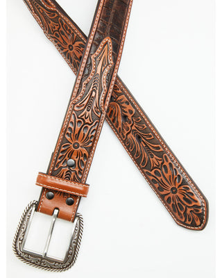 Ariat Men’s Croco Print Leather Western Belt with Floral Embossing - Cowboy SwaggerAriat Men’s Croco Print Leather Western Belt with Floral Embossing