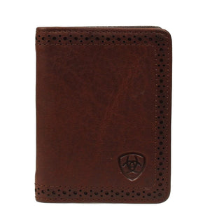 Ariat Men's Dark Copper Leather Bi-Fold Flip Case Wallet