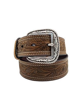 Ariat Men’s Embossed Leather Belt – Western Double Stitch – A1012402 - Cowboy SwaggerAriat Men’s Embossed Leather Belt – Western Double Stitch – A1012402