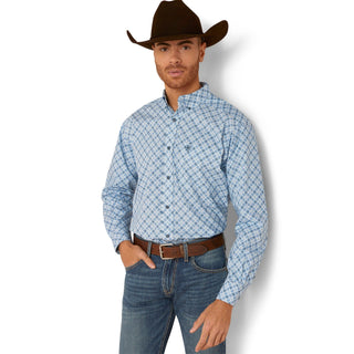 Ariat Mens Galt Classic Navy and White Print Button Down - Cowboy SwaggerAriat Mens Galt Classic Navy and White Print Button Down