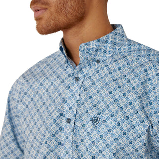 Ariat Mens Galt Classic Navy and White Print Button Down - Cowboy SwaggerAriat Mens Galt Classic Navy and White Print Button Down
