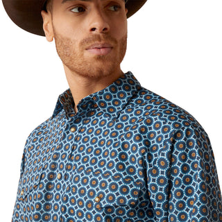 Ariat Mens Gordy Classic Fit Navy and Gold Geometric Snap - Cowboy SwaggerAriat Mens Gordy Classic Fit Navy and Gold Geometric Snap