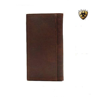 Ariat Men's Leather Rodeo Wallet, Dark Copper Oil Tan with Concho, interior view
