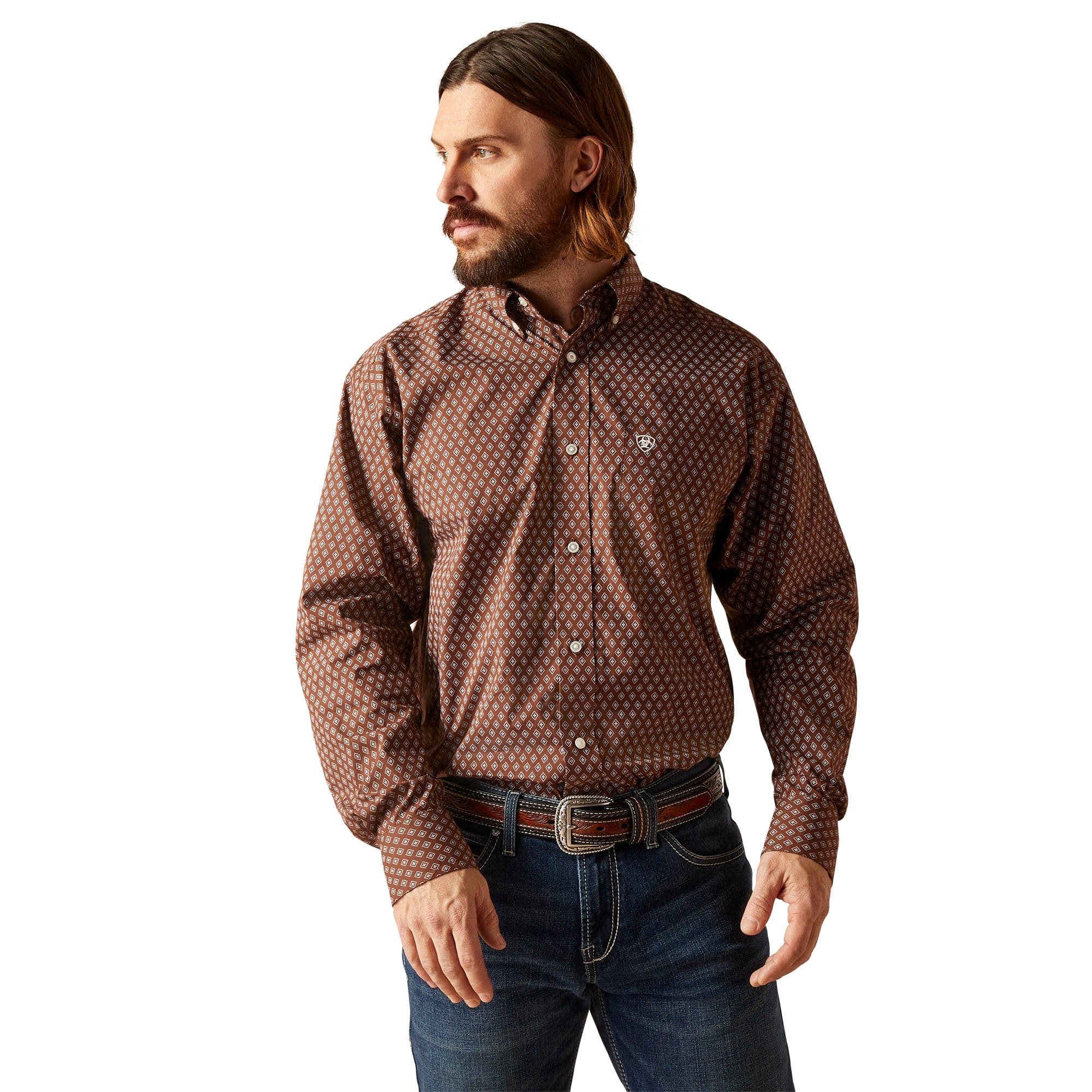 Ariat Mens LS Gardner Brown Classic Fit Button Down Cowboy Swagger Ariat Mens LS Gardner Brown Classic Fit Button Down Cowboy Swagger