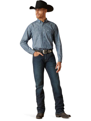 Ariat Mens LS Graham Classic Fit Blue Diamond Print Button Down - Cowboy SwaggerAriat Mens LS Graham Classic Fit Blue Diamond Print Button Down