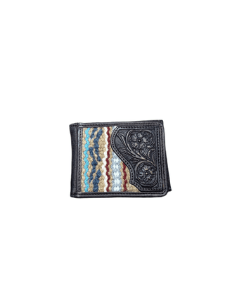 Ariat Men’s Money Clip Wallet – Floral Tooled Leather with Aztec Rug Pattern - Cowboy SwaggerAriat Men’s Money Clip Wallet – Floral Tooled Leather with Aztec Rug Pattern
