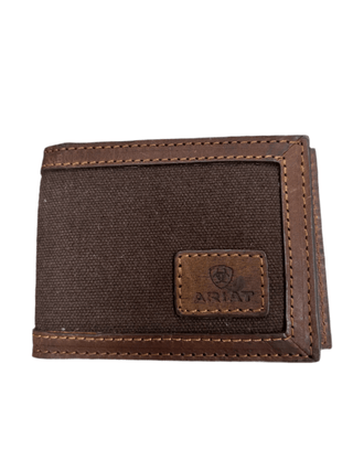 Ariat Men’s Money Clip Wallet – Leather Border with Logo Patch - Cowboy SwaggerAriat Men’s Money Clip Wallet – Leather Border with Logo Patch