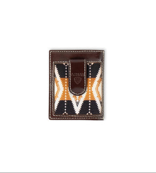 Ariat Men’s Money Clip Wallet – Southwest Fabric Front with Leather Trim - Cowboy SwaggerAriat Men’s Money Clip Wallet – Southwest Fabric Front with Leather Trim