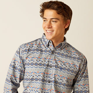 Ariat Men's Richie Grey/Blue Aztec Print Button Down - Cowboy SwaggerAriat Men's Richie Grey/Blue Aztec Print Button DownMen's Shirts