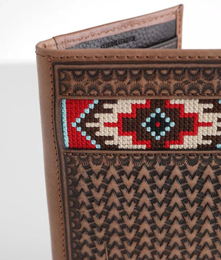 Ariat Men’s Rodeo Wallet – Basketweave Leather with Embroidered Detail - Cowboy SwaggerAriat Men’s Rodeo Wallet – Basketweave Leather with Embroidered Detail
