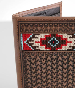 Ariat Men’s Rodeo Wallet – Basketweave Leather with Embroidered Detail - Cowboy SwaggerAriat Men’s Rodeo Wallet – Basketweave Leather with Embroidered DetailWallets & Money Clips