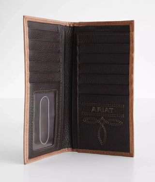 Ariat Men’s Rodeo Wallet – Basketweave Leather with Embroidered Detail - Cowboy SwaggerAriat Men’s Rodeo Wallet – Basketweave Leather with Embroidered DetailWallets & Money Clips