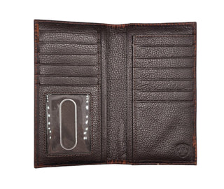 Ariat Men’s Rodeo Wallet – Distressed Leather with White American Flag & Logo - Cowboy SwaggerAriat Men’s Rodeo Wallet – Distressed Leather with White American Flag & LogoWallets & Money Clips