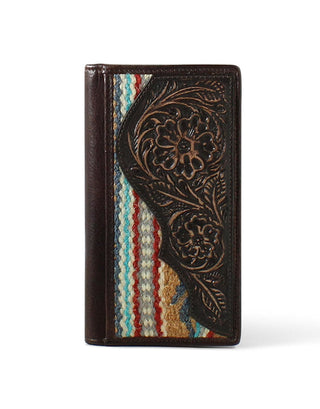 Ariat Men’s Rodeo Wallet – Floral Tooled Leather with Aztec Rug Pattern - Cowboy SwaggerAriat Men’s Rodeo Wallet – Floral Tooled Leather with Aztec Rug PatternWallets & Money Clips