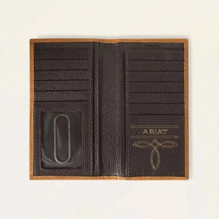 Ariat Men's Rodeo Wallet, Southwest Cotton Fabric with Leather Trim, interior view