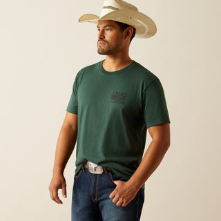 Ariat Men’s Rustic Wood Flag Short Sleeve Shirt Forrest Green - Cowboy SwaggerAriat Men’s Rustic Wood Flag Short Sleeve Shirt Forrest Green
