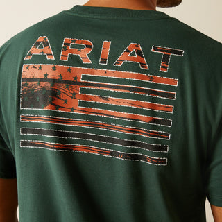 Ariat Men’s Rustic Wood Flag Short Sleeve Shirt Forrest Green - Cowboy SwaggerAriat Men’s Rustic Wood Flag Short Sleeve Shirt Forrest Green