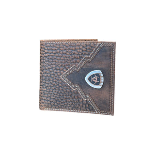 Ariat Men’s Shield Overlay Brown Rowdy Leather Bifold Wallet - Cowboy SwaggerAriat Men’s Shield Overlay Brown Rowdy Leather Bifold WalletWallets & Money Clips