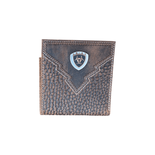 Ariat Men’s Shield Overlay Brown Rowdy Leather Bifold Wallet - Cowboy SwaggerAriat Men’s Shield Overlay Brown Rowdy Leather Bifold WalletWallets & Money Clips