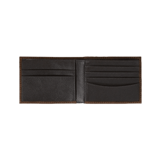 Ariat Men's Slim Bifold Wallet, Brown Bullhide Leather with Embroidered Logo, interior view