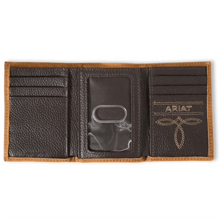 Ariat Men's Southwest Fabric and Leather Rodeo Trifold Wallet, interior view