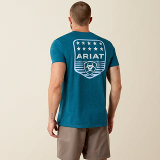 Ariat Men’s Stripe Patriotic Badge Short Sleeve T-Shirt – Monaco Blue - Cowboy SwaggerAriat Men’s Stripe Patriotic Badge Short Sleeve T-Shirt – Monaco BlueShirts & Tops