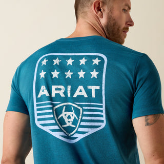 Ariat Men’s Stripe Patriotic Badge Short Sleeve T-Shirt – Monaco Blue - Cowboy SwaggerAriat Men’s Stripe Patriotic Badge Short Sleeve T-Shirt – Monaco BlueShirts & Tops