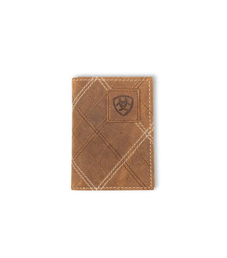 Ariat Men’s Tri - Fold Wallet – Crazy Horse Leather with Cross Stitch Design - Cowboy SwaggerAriat Men’s Tri - Fold Wallet – Crazy Horse Leather with Cross Stitch Design