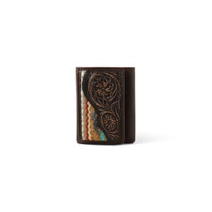 Ariat Men’s Tri - Fold Wallet – Floral Tooled Leather with Aztec Rug Pattern - Cowboy SwaggerAriat Men’s Tri - Fold Wallet – Floral Tooled Leather with Aztec Rug Pattern