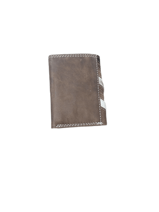 Ariat Men's Tri-Fold Wallet, Leather with Calf Hair Chevron and Shield Concho, interior view