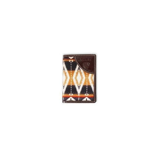 Ariat Men's Tri-Fold Wallet, Southwest Fabric Front with Leather Trim, front view