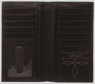 Ariat Men's Two-Tone Leather Rodeo Wallet with White Underlay, interior view