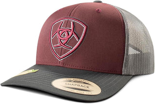 Ariat Men’s Two - Tone Shield Logo Baseball Cap – Burgundy & Grey, Adjustable Fit - Cowboy SwaggerAriat Men’s Two - Tone Shield Logo Baseball Cap – Burgundy & Grey, Adjustable Fit