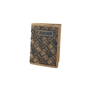 Ariat Men’s Western Leather Trifold Wallet Woven Basket Weave - Cowboy SwaggerAriat Men’s Western Leather Trifold Wallet Woven Basket WeaveWallets & Money Clips