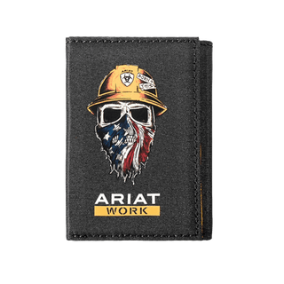 Ariat Men’s Workman Born 4 This Skull USA TriFold Wallet – Black - Cowboy SwaggerAriat Men’s Workman Born 4 This Skull USA TriFold Wallet – Black