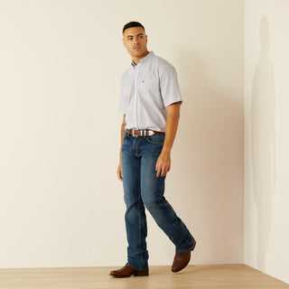 Ariat Men’s Wrinkle Free Dayton Short Sleeve Shirt Blue and Red striped - Cowboy SwaggerAriat Men’s Wrinkle Free Dayton Short Sleeve Shirt Blue and Red stripedMen's Shirts