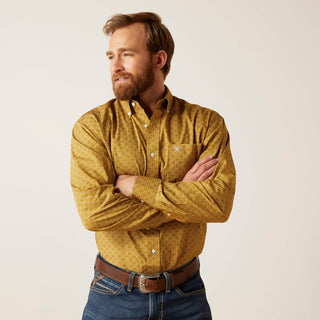 Ariat Mens Wrinkle Free Kellen Classic Fit Serpant Green Print Shirt - Cowboy SwaggerAriat Mens Wrinkle Free Kellen Classic Fit Serpant Green Print Shirt