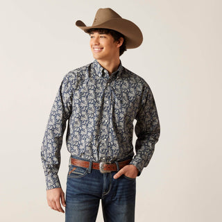 Ariat Mens Wrinkle Free Kohen Classic Fit Shirt Deep Pacific - Cowboy SwaggerAriat Mens Wrinkle Free Kohen Classic Fit Shirt Deep Pacific