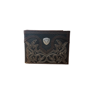 Ariat Western Leather Boot Stitch Embroidered Bifold Wallet with Removable Passcase - Cowboy SwaggerAriat Western Leather Boot Stitch Embroidered Bifold Wallet with Removable PasscaseWallets & Money Clips