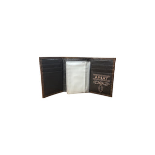 Ariat Western Leather Boot Stitch Embroidered Trifold Wallet - Cowboy SwaggerAriat Western Leather Boot Stitch Embroidered Trifold WalletWallets & Money Clips