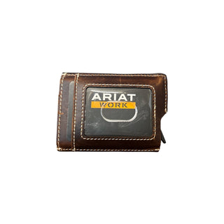 Ariat Western Leather Utility Money Clip Wallet with Card Ejector, back view showing clip