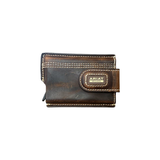 Ariat Western Leather Utility Money Clip Wallet with Card Ejector, front view