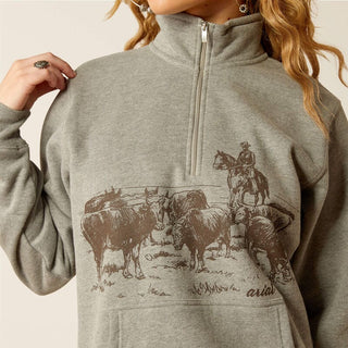 Ariat Womens 1/2 Zip Sweatshirt Heather Grey - Cowboy SwaggerAriat Womens 1/2 Zip Sweatshirt Heather GreyShirts & Tops