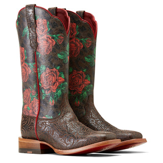 Ariat Womens Frontier Farrah Chocolate Floral Embossed/Wild Rose Print Boots - Cowboy SwaggerAriat Womens Frontier Farrah Chocolate Floral Embossed/Wild Rose Print Boots