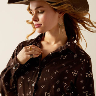 Ariat Women's Homestyle Mole Ranch Brand Print Button Down - Cowboy SwaggerAriat Women's Homestyle Mole Ranch Brand Print Button DownShirts & Tops